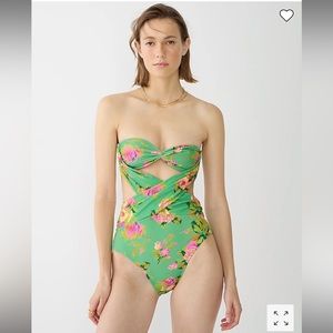 NWT J.crew Crisscross cutout bandeau one-piece in rose garden